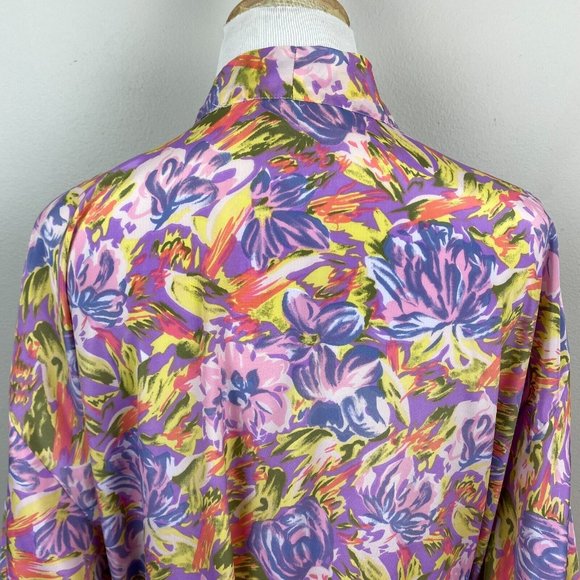 The Lingerie‎ Collection Robe Large Purple Multicolor Floral 3/4 Kimono Sleeve - Picture 7 of 10